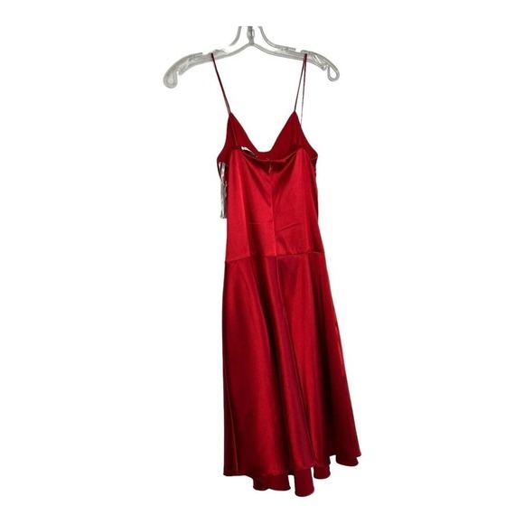 De Laru Red Satin Midi Dress Vtg Spaghetti Straps Y2K Womens 5/6 Deadstock *Read - Picture 2 of 16